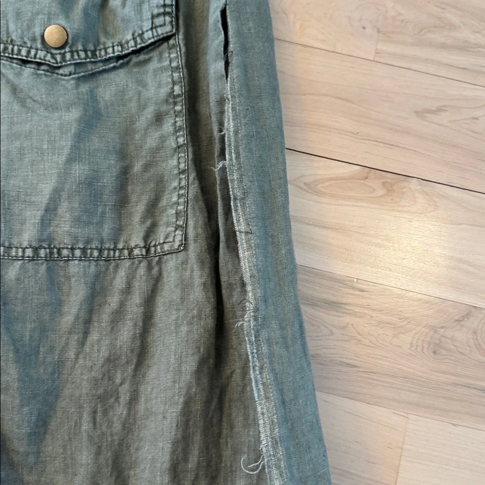 Sundance Grace Eyelet Hooded Linen Utility Jacket in olive green-M-Boho-Read - Picture 8 of 10